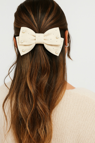 Katia&Bony Pearl Bow Vending Machine Buckle Ecru