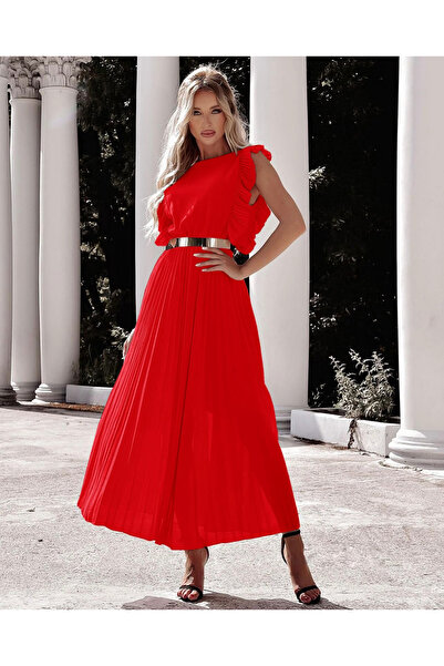 OEMN Rochie Dama din Voal si Curea Aurie- Sophie