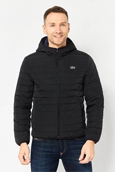 Lacoste Men Embroidered Logo Long Sleeve Puffer Jacket, Black