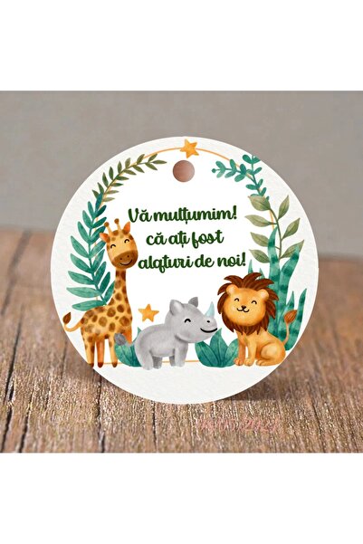 Invitatii Originale Etichete marturii botez Safari (3.8 cm) -Set 50 buc