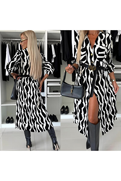 OEMN Shirt Dress with Waist Belt and Various Prints