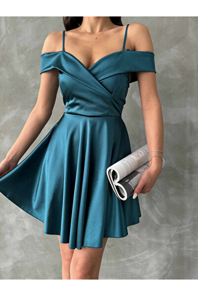 OEMN Rochie Dama Baby Doll Satinata cu Revere