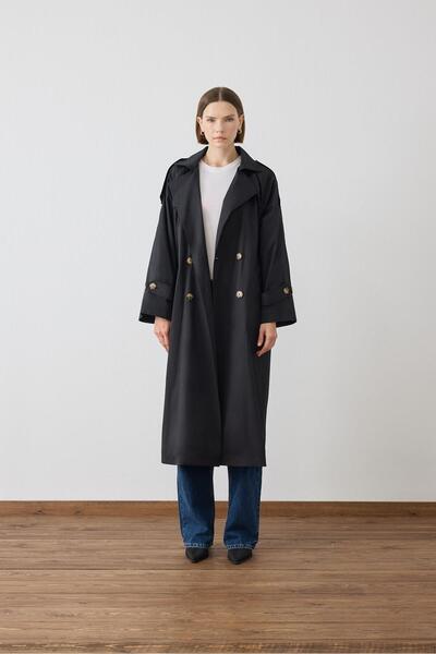 TERZİ DÜKKANI LONDON UZUN TRENÇKOT SİYAH