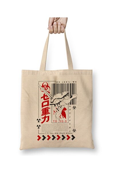 Toyaso Evangelion Eva Λευκή υφασμάτινη τσάντα με μακριά λαβή Τσάντα αγορών Τσ...