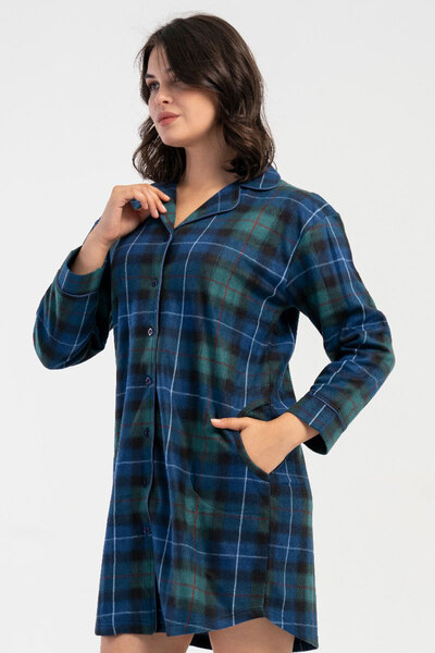 VİENETTA Kadın Polar Tamamı Düğmeli Uzun Kol Gecelik , 161843