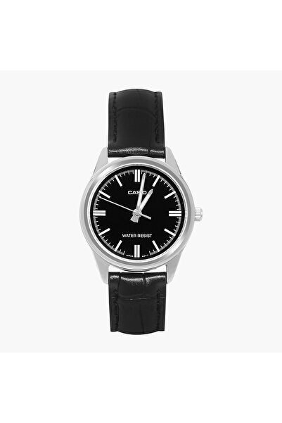 Casio ساعة نسائية سوداء تناظرية بسوار جلدي -LTP-V005L-1AUDF