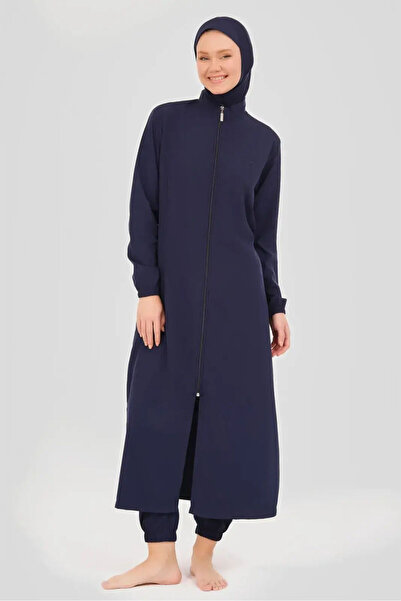 ALFASA Plain Navy Blue Long Basic Full Covered Hijab Swimsuit 23513-25