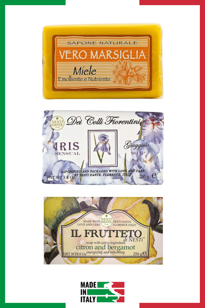 Nesti Dante 3-Piece Premium Solid Soap Set |   Nourishing, Firming | Honey, P...