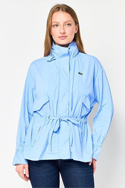 Lacoste Women Brand Logo Windbreaker Jacket, Dark Pastel Blue