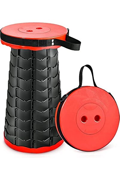 Yuwell YU WELL Multifunctional Foldable Telescoping Stool - Portable Retractable Camping Stool (red)