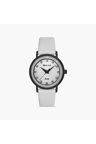Omax White Leather Strap Analog Wristwatch - 00ZEC004BW03 | 32 MM
