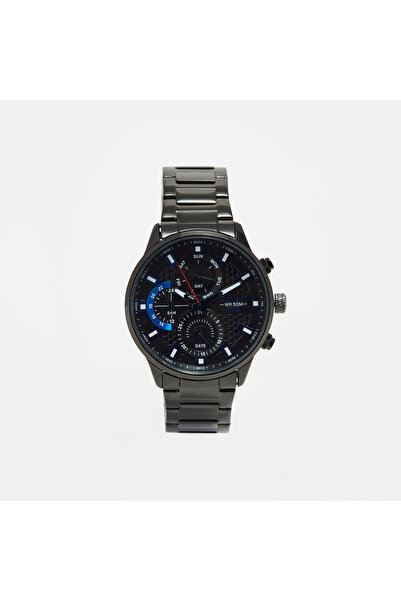 Omax ساعة يد رجالية تناظرية بسوار من الفولاذ المقاوم للصدأ الأسود - 00OEM003B022