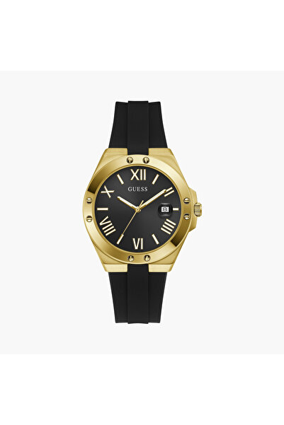 Guess ساعة رجالية سوداء تناظرية بقطر 41 مم وسوار من السيليكون | GW0388G2