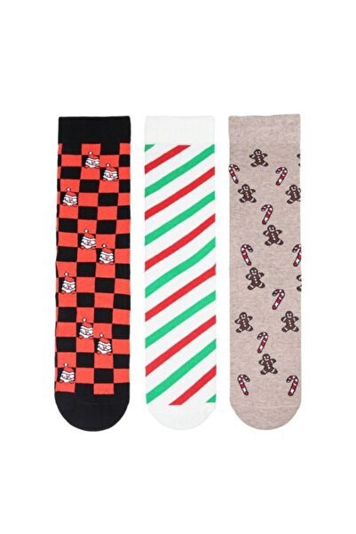 Bross Christmas patterned 3-pair men's socks set - assorted colors