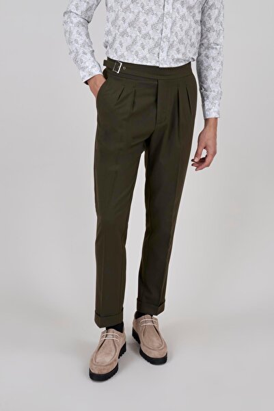 PR PACO ROMANO ART OF FASHİON Erkek Haki Çift Pileli Pantolon