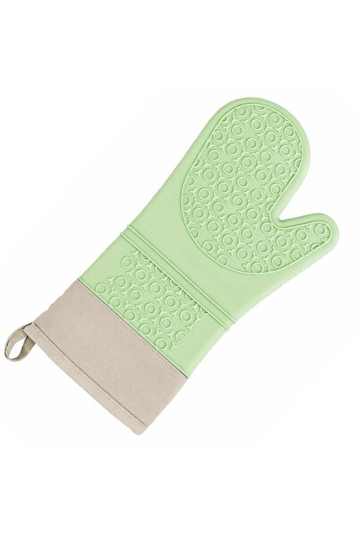 PUFO Cuisine silicone oven mitt for grill or oven, lined, 35 cm, light green
