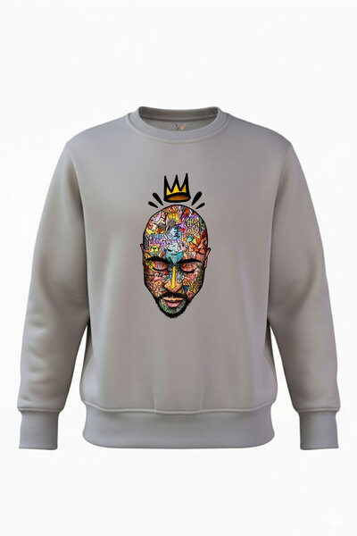 WİDİ Hip-Hop Rap Music Crown cu imprimeu bumbac 100% Regular Fit guler rotund...