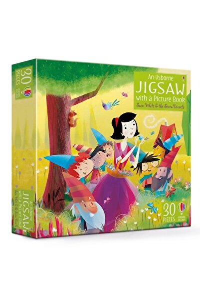 Usborne Publishing Carte și puzzle 25 piese Albă ca Zăpada și cei șapte pitic...