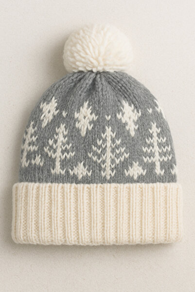 MİHALİÇ Limited Edition Ponponlu Kalın Örgü Kışlık Bere | Soft Touch Premium Triko | Gri