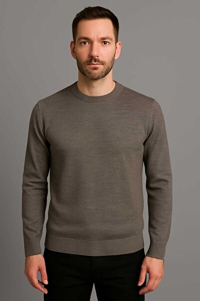 ANATOLIATEKSTILE Men's Thin Knit Sweater - Classic Model, Round Collar, Casua...