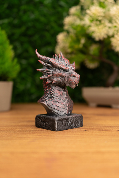 Makerpax Ateş Ejderhası Büstü 12cm | Fantastik Dekor Figür | El İşçiliği Kole...
