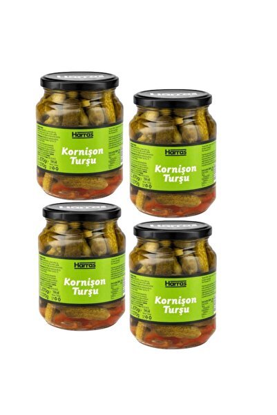 Harras 4 Kavanoz Set Gurme Kornişon Turşu 670 g x 4 - Kaliteli Çıtır Doğal Si...