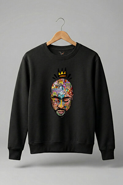 WİDİ Hip-Hop Rap Music Crown cu imprimeu bumbac 100% Regular Fit guler rotund...