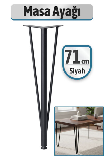 Badem10 Triangle 71cm Black Metal Table Coffee Table Leg Durable Furniture Support Riser Foot Modern Design