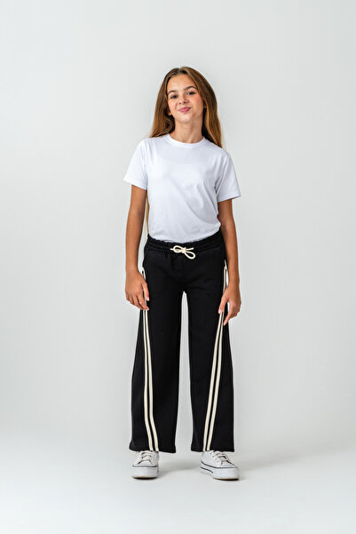 Mışıl Kids Φούτερ για κορίτσια με ρίγες στα πλαϊνά με 3 κορδόνια