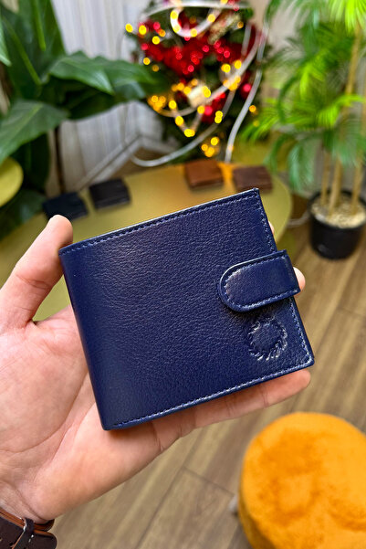 CüzCan Piaxo Lacivert Hakiki Deri Erkek Cüzdan Kişiye Özel Isim Baskılı (dışt...