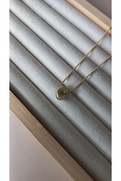Tiştok accessory KARARMAZ ÇELİK ZİRKON TAŞLI MİNİMAL KADIN C HARFLİ ÇELİK KOLYE