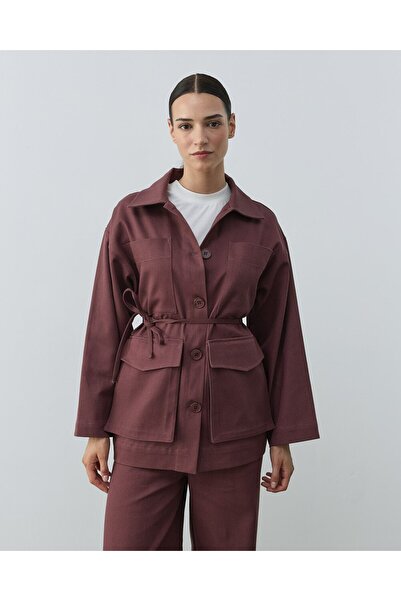 Aybikestil Denim Çok Cepli Düğmeli Ceket Sumak