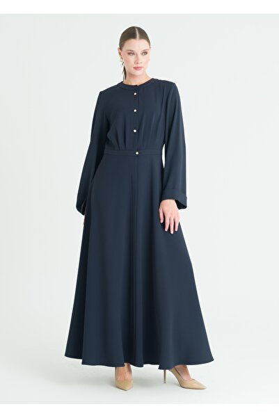 Armağan Crew Neck Dress with Folded Sleeves