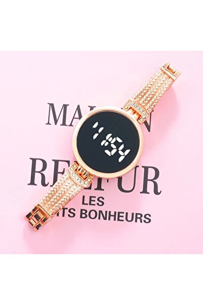 Produse.Top Ceas Electronic Fashion LED roz auriu cu touch screen bratara vin...