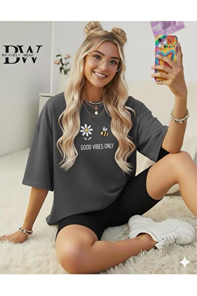 BW Bravely Wear ΓΥΝΑΙΚΕΙΟ ΜΠΛΟΥΖΑΚΙ ΜΕ ΣΤΑΜΠΑ "GOOD VIBES ONLY"