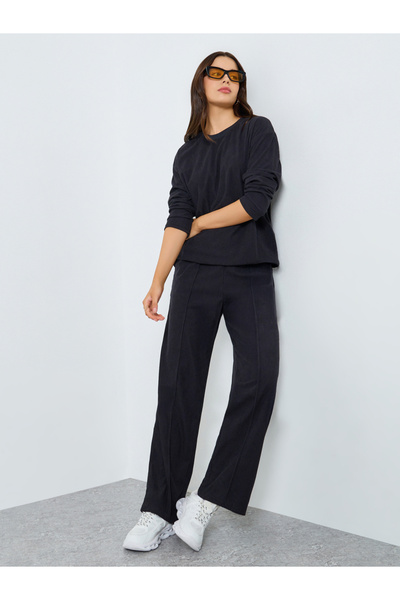 Styli Women Dark Blue Textured Top and Joggers Co-Ords