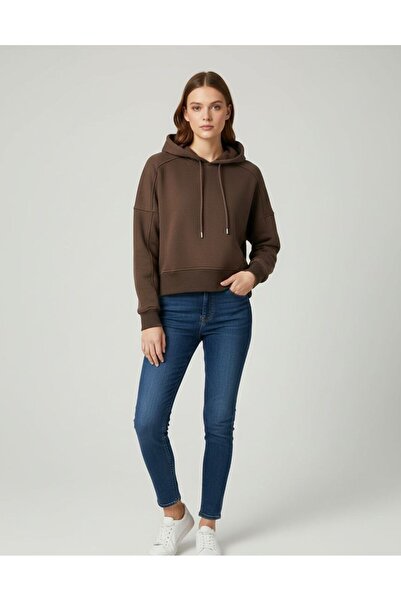 Ceyda Nur Örkcü Kadın Bağcıklı Kapüşonlu Kalın Sweatshirt