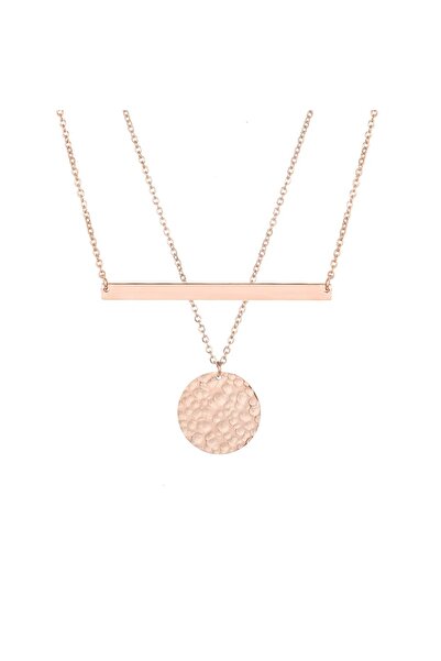 Produse.Top Set doua coliere roz aurii placate cu aur roz de 14 k cu pandantiv STCOL093