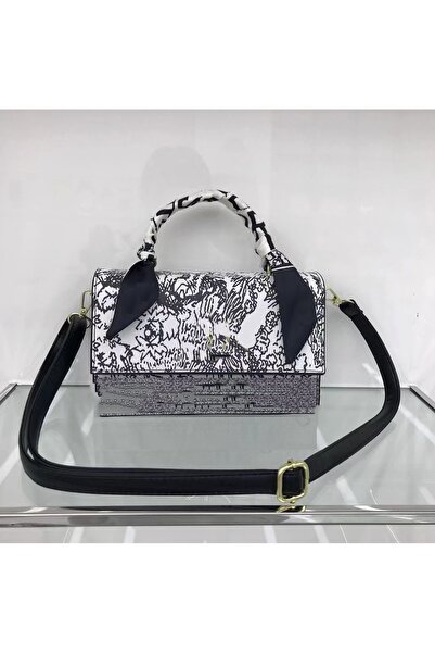 Produse.Top Geanta eleganta neagra de ocazie cu bareta tip esarfa si imprimeu...