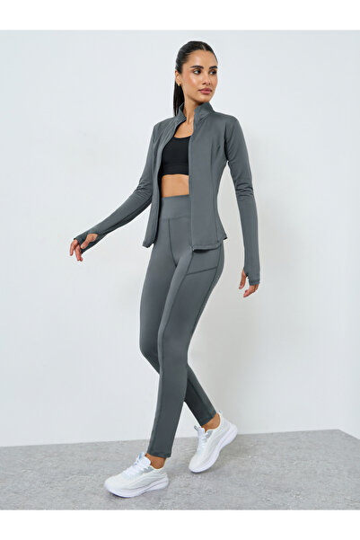 Styli Reflective Dot Detail Zip Up Jacket and Leggings Set
