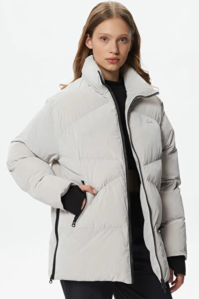Lacoste Syntehic Fill Womens Jacket Mock Neck Pack Filled Women's Puffer Jacket Gray