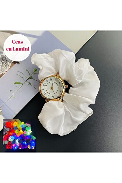 Produse.Top Ceas Dama Elegant cu led si funda alba fluorescenta cu becuri intermitente CDGV025