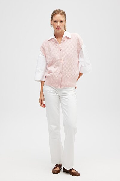 Peraluna Yvette Women's Buttoned Knit Vest - Light Pink