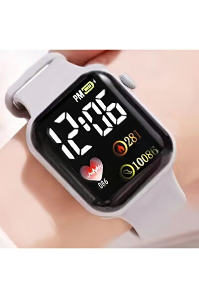 Produse.Top Ceas Electronic Fashion LED Gri deschis cu bratara silicon CDQZ135