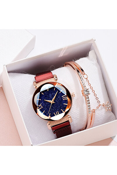 Produse.Top Ceas Dama cu bratara magnetica tip plasa cadran negru+bratara cu ...