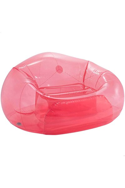 Intex كرسي استرخاء قابل للنفخ بدون حشوة - وردي شفاف 1.37 متر × 1.27 متر × 74 سم