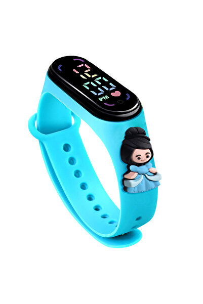 Produse.Top Ceas Copii Printesa cu cadran digital si bratara silicon reglabila Blue QUARTZ CDQZ090