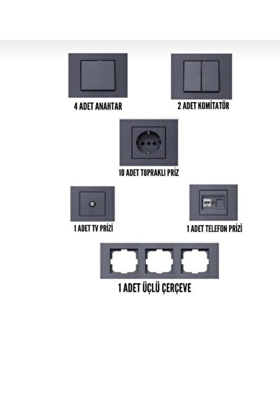 GenelTedarik طقم مفاتيح إطار مقبس كهربائي OVIVO GRANO مكون من 19 قطعة بلون مدخن