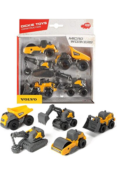 Dickie Toys مجموعة فولفو مايكرو ووركرز المكونة من 5 قطع لموقع البناء، حفارة، ...