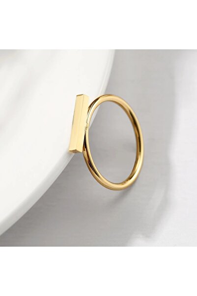 Produse.Top Inel dama din material inoxidabil placat cu aur de 14 K cu element dreptunghiular INL003